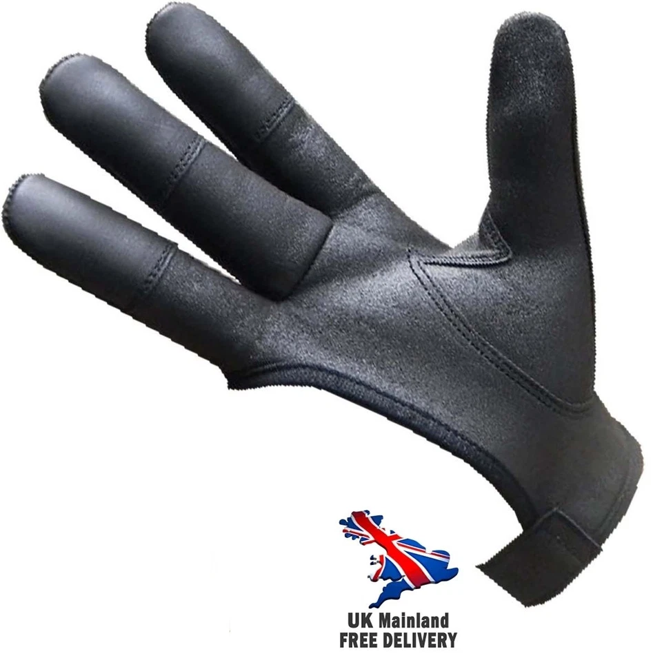 Arqueros de Piel para Disparar 4 Dedo Guantes Marrón Chocolate & Negro - Caza - Imagen 2 de 2