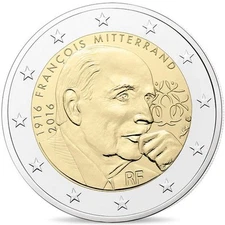 2016 France € 2 Euro Uncirculated UNC Coin "Francois Mitterrand 100 Years"