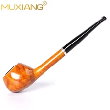 MUXIANG Briar Wood Tobacco Pipe Smooth Canadian Pipe Straight Stem Smoking Tool