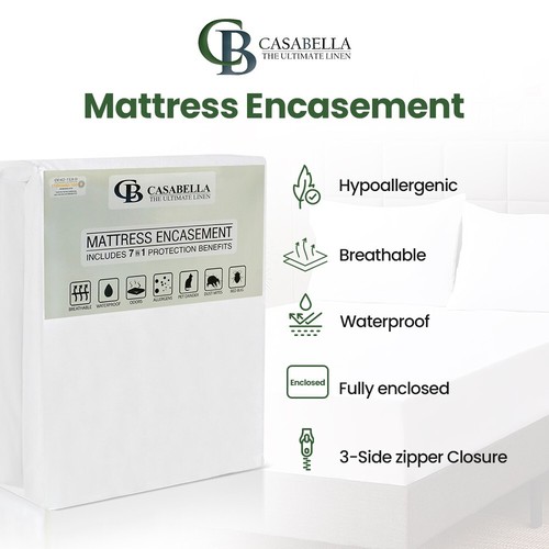 Casabella Waterproof Mattress Protector - Zippered Mattress Encasement,Anti Bug! - Picture 5 of 7