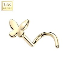 Minimalist Butterfly 14kt Solid Gold Nose Stud Hypoallergenic