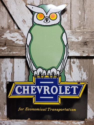 VINTAGE CHEVROLET PORCELAIN SIGN 36" OLD GAS CAR CHEVY DIECUT DEALER SALES STORE