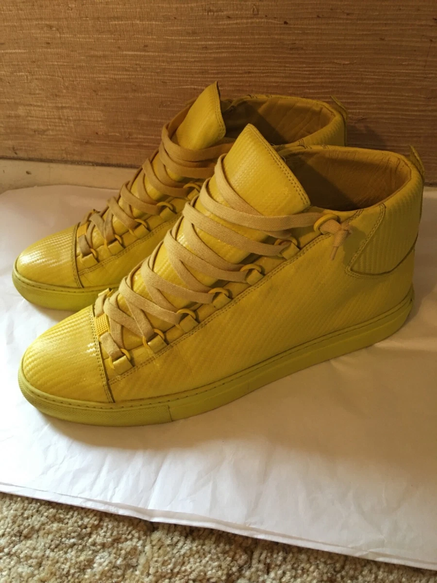 Balenciaga Arena Leather High Trainers Yellow Sneakers 10 US 43 EU | eBay