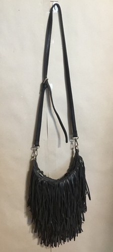 Black Charming Charlie Fringed Purse Approximately 14”L8”H Without Fringe Read