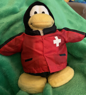Rare Disney Club Penguin Stuffed Plush Rescue Worker