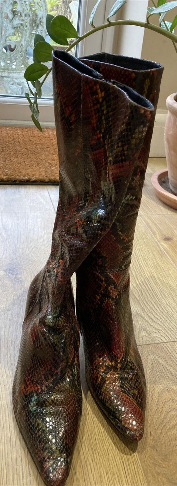 Vintage Charles Jourdan Paris Snakeskin 80s/90s Boots, UK 5.5 US 7.5B EU 38.5 4