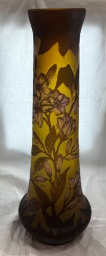 Vintage 14 inch tip galle reproduction of Galle's cameo art glass