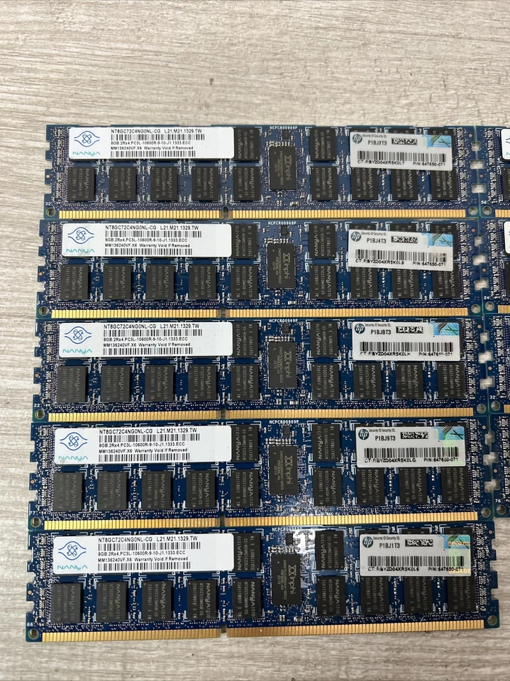 Lot Of 9 - Nanya NT8GC72C4NG0NL-CG 8 GB RAM PC3L-10600R UNTESTED - Image 2 of 4