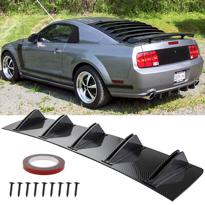 For Ford Mustang Rear Diffuser Bumper Spoiler Splitter 5 Fins Carbon Fiber