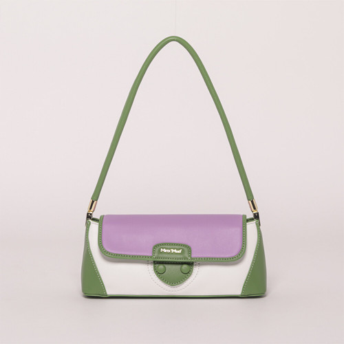 Bolso de Hombro Tricolor Lila/ Verde - Mimi Mua