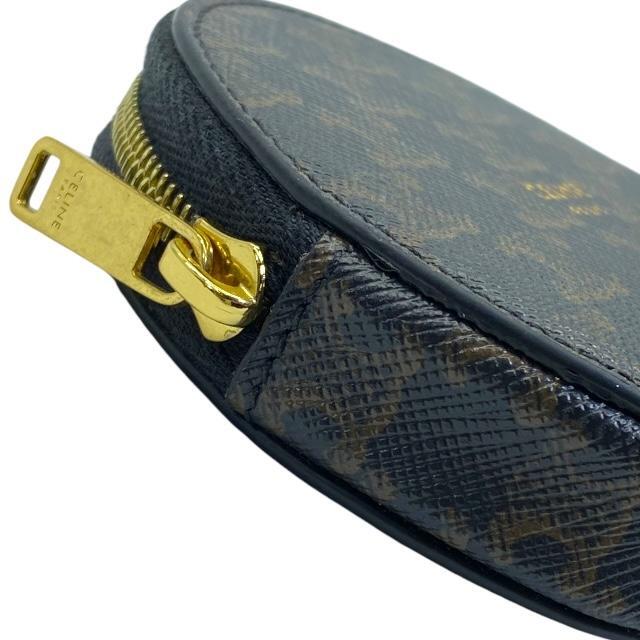CELINE ♡ Vintage ♡ mini coin case Celine Logo Triomphe Round Coin Purse Coin Case Brown Auth