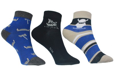 RS Jungen Strümpfe Socken 3er Pack Kurzschaft Vikings Wikinger schwarz blau