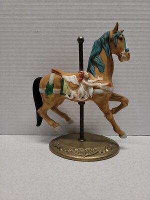 Vintage Willitts Inc Figurine Carousel Waltz Horse Angel On Side 6'' X 7''