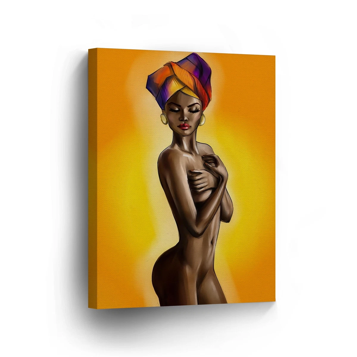 1199px x 1200px - Naked Nude Sexy African Woman Yellow Modern Art CANVAS PRINT Wall Art Home  Decor | eBay