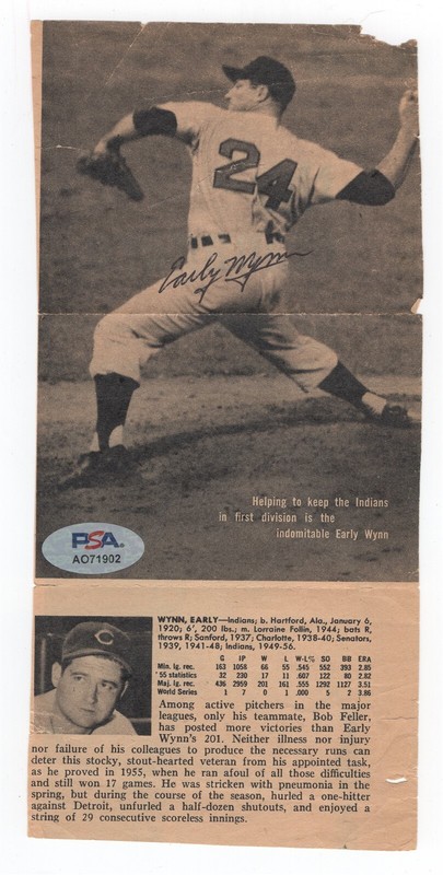 EARLY WYNN Signed Magazine Photo PSA/DNA CLEVELAND INDIANS HOF AUTO
