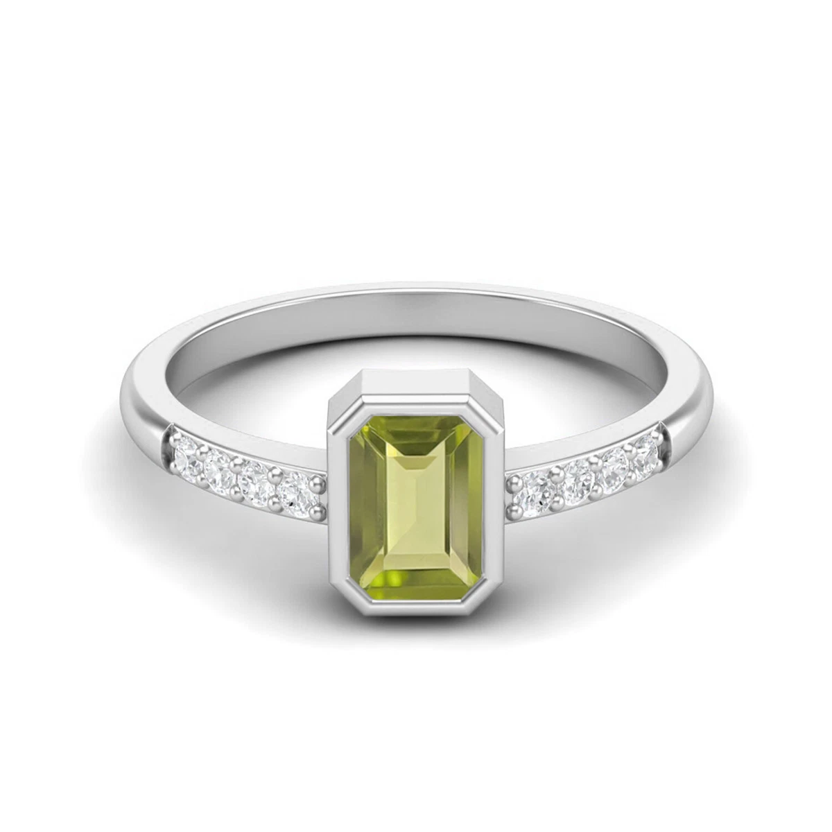 Bezel set shop peridot ring