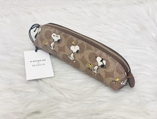 Coach X Peanuts Pencil Case In Signature Canvas With Snoopy Print CBT17