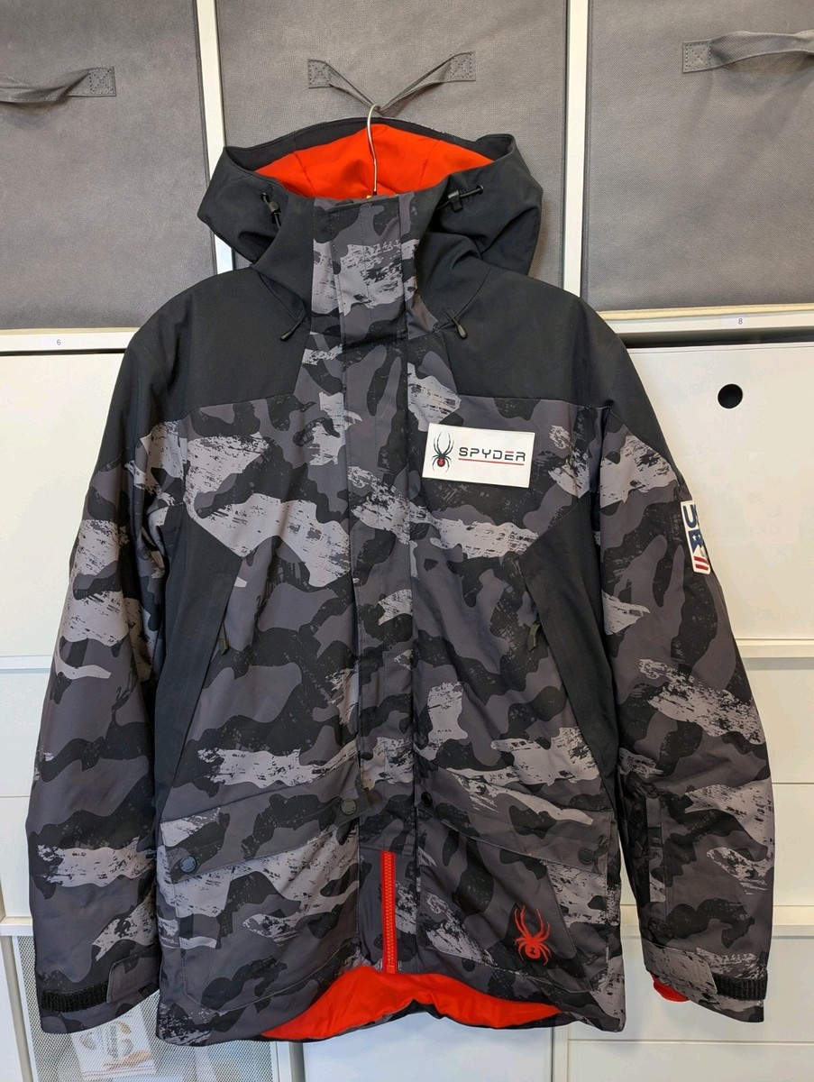 Spyder USST Men's Team Jacket US Ski Race Coat Small SNOW CAMO