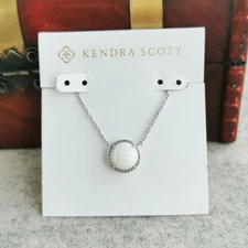 Kendra Scott Silver White Mother-of-Pearl Pendant Necklace