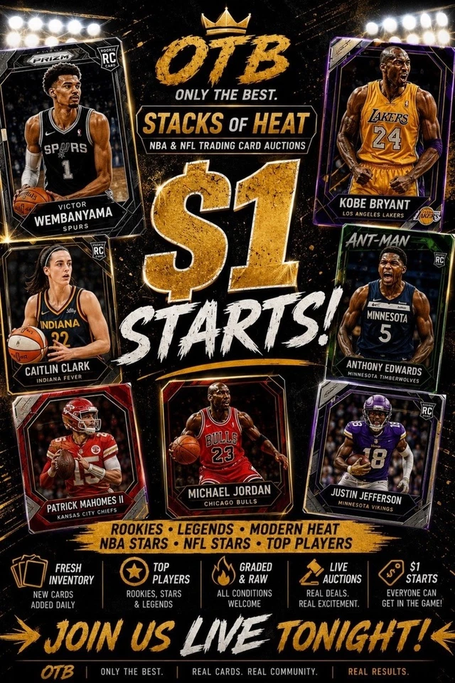 NFL & NBA SINGLES • Maye Mahomes Jefferson Kobe Wemby & MORE • $1 STARTS
