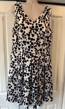 Zenergy Chicos Black White Polka Dot Fit & Flare Dress 14 Tall