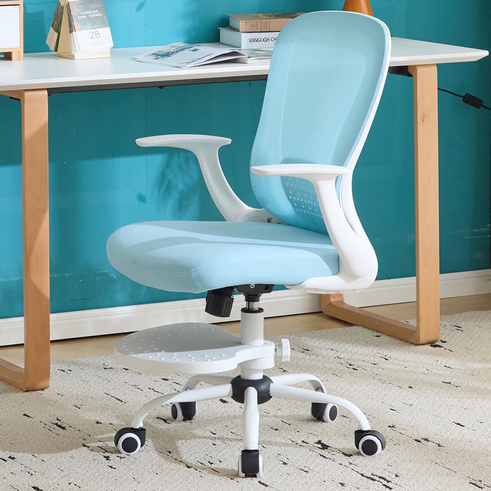 Kids Desk Chair Ergonomic Study Swivel Mesh with Adjustable Arm Height Footrest