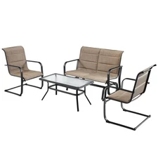 Patio 4 PCS Outdoor Furniture Set Padded Chairs Glider Loveseat Coffee Table