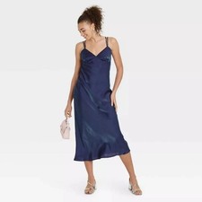Wild Fable Women's Iridescent Maxi Slip Dress Blue Size Small