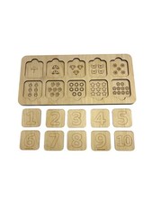 Wooden Counting Board, Montessori Math Toy, Number and Quantity Matching