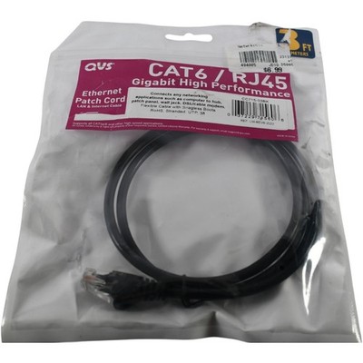 NEW QVS CC715-03BK CAT6 Gigabit Ethernet Patch Cord RJ45 Snagless Black 3ft