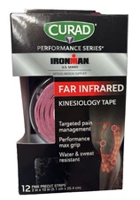 Curad Ironman Far Infrared Kinesiology Tape, 12 precut strips 2 x 10 in. Pink