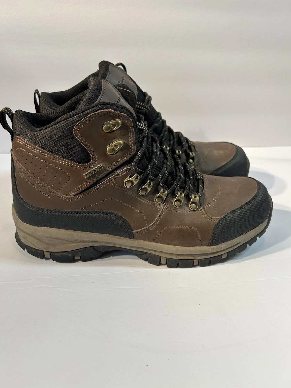 Eddie Bauer Waterproof Hiking Boots Men Size 10.5 Brown Leather Trail Outdoor