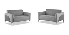 Sofa-Set 2-Sitzer Sofas Grau Edelstahl Modern Holz Textil Leder Sitzm&ouml;bel