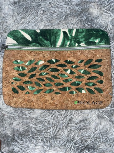 Biolage Botanical Print Canvas and Cork Cosmetic Makeup Tech Travel Bag/Pouch