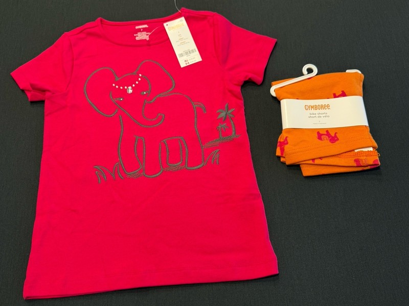 Gymboree BATIK SUMMER Elephant Girls Size 7 Shirt Bike Shorts NEW $32.90