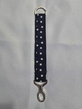 Thirty One Hang-It-Up Key Fob Navy Dancing Dot Wristlet Keychain