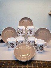 Coffee/ Tea Cup 6 Piece set, Queen Anne Autumn Rose. Made In England, Vintage