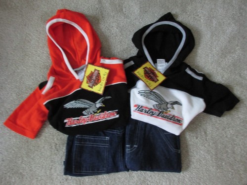 Harley Davidson 2 piece Shorts Sets ~ 2 Sizes ~ Orange 2T & White 3T