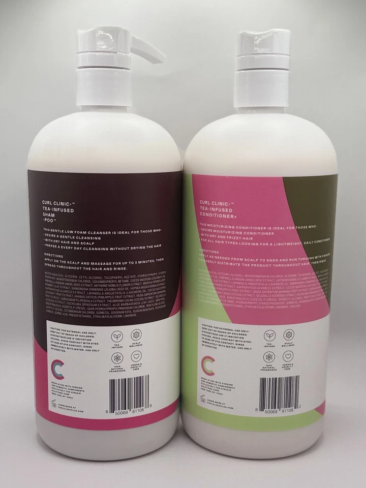 Curl Clinic + Champú y acondicionador profesional con infusión de té ~ 32 oz. (2 PACK) Foto 2 de 2