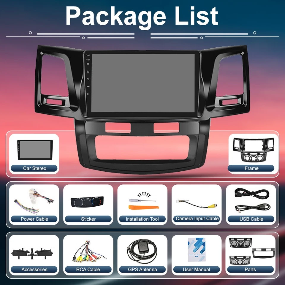 适用于丰田 Hilux 2005 - 2015 Android 15 64GB CarPlay 汽车立体声收音机 GPS 导航 DSP — 第 3/4 张图片