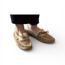 Sunset tan faux fur moccasin
