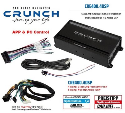 Crunch CRE400.4DSP-ISO.M22 Dsp Amplifier Plug & Play Compatible With