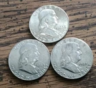 Franklin Half Dollar Coins Lot of 3 1963 50C Uncertified US Coins
