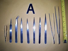 10pc -STAINLESS STEEL TWEEZERS HOBBIES-JEWELRY-ELECTRICAL-PICK-TOOLS TWEEZER