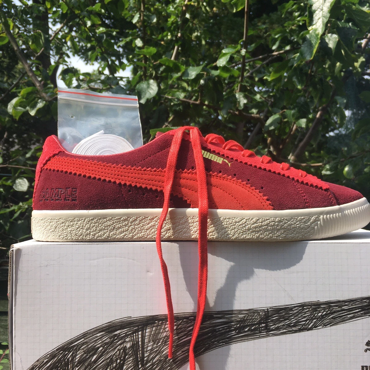 Puma x Michael Lau Suede VTG Poppy Red Plum Uk 9.5 90681 Basket 90680