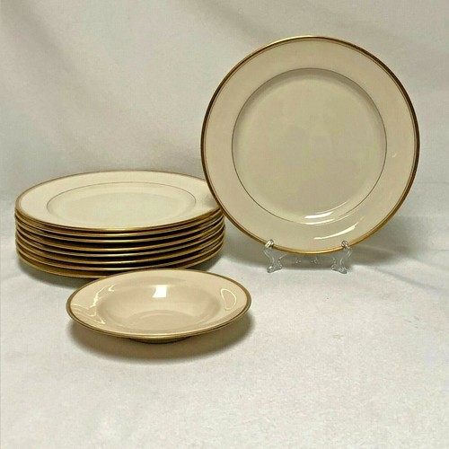 10 PIECES RARE LENOX T17 LUNCH PLATE SET of 9 and 1 BERRY BOWL FREE