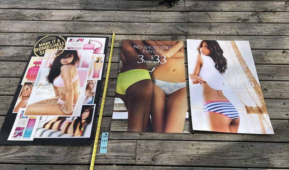 Lot Of 3 Authentic Victoria's Secret Posters Andrea Lima? Bra Pink Store Angels