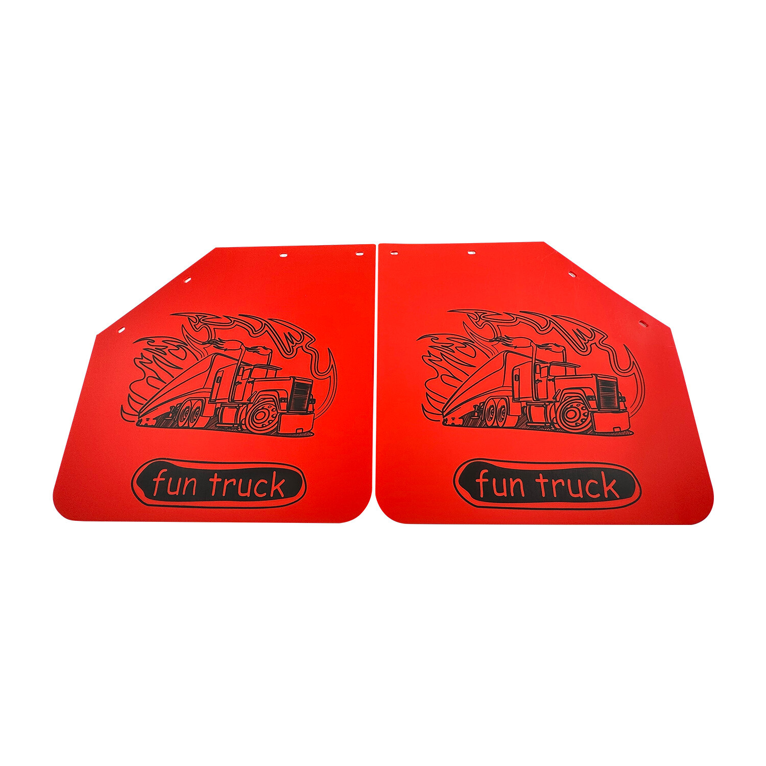 2PCS Red Fun Truck Pattern Semi Truck HD Angled Splash Guard 24