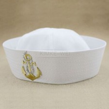 White Sailor Navy Hat Cap with Anchor for Fancy Dress