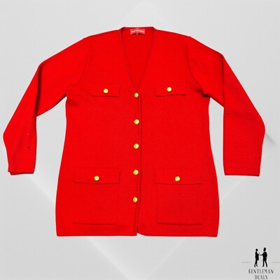 VTG 80s ALAIN MANOUKIAN 3 Wool Red Toggle Cardigan Jacket  Italy HOLES SEE